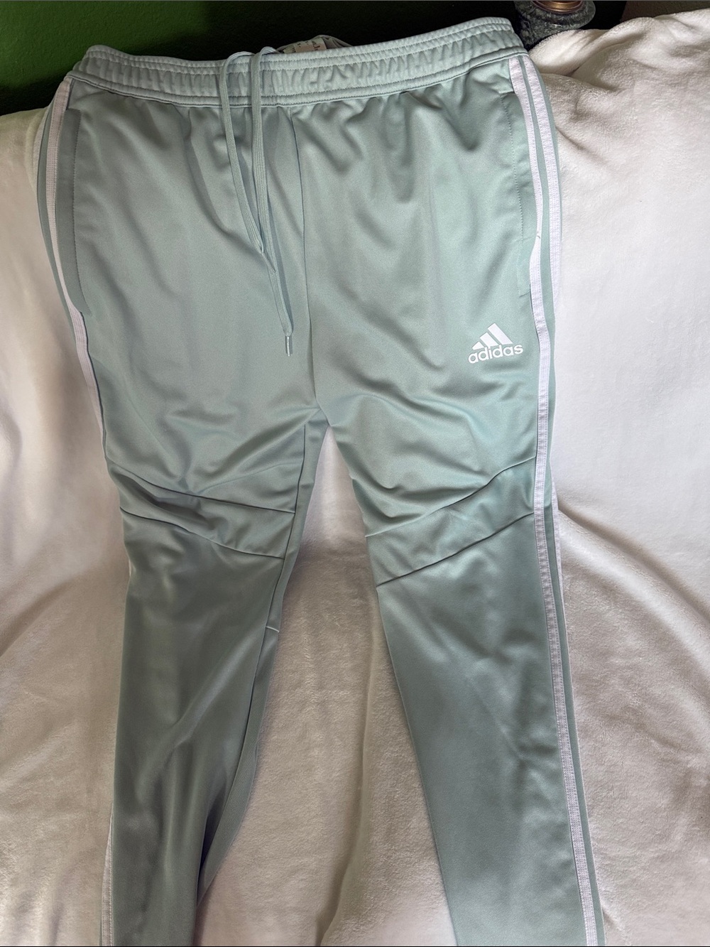 Adidas women’s Mint Green Joggers with White Stripes